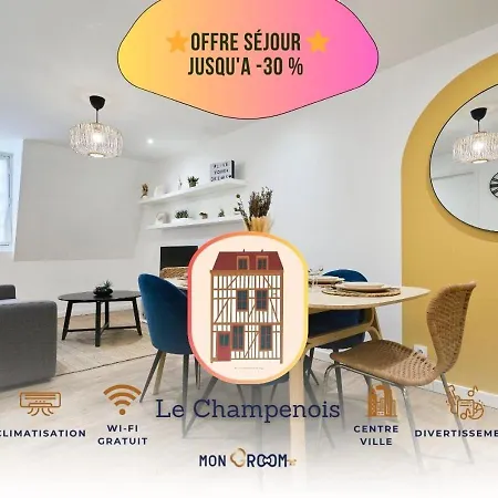 Le Champenois - Pro-famille - 2 Chb - 4 - Mon Groom Appartement Troyes